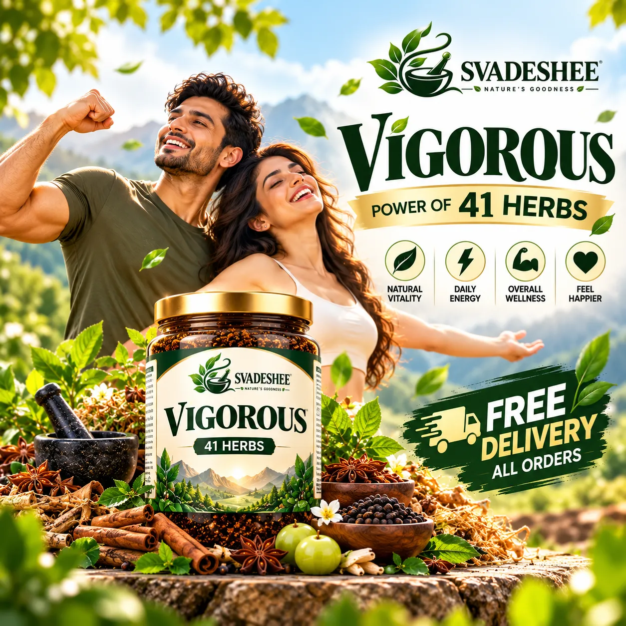 Svadeshee Vigorous 41 Herbs wellness banner